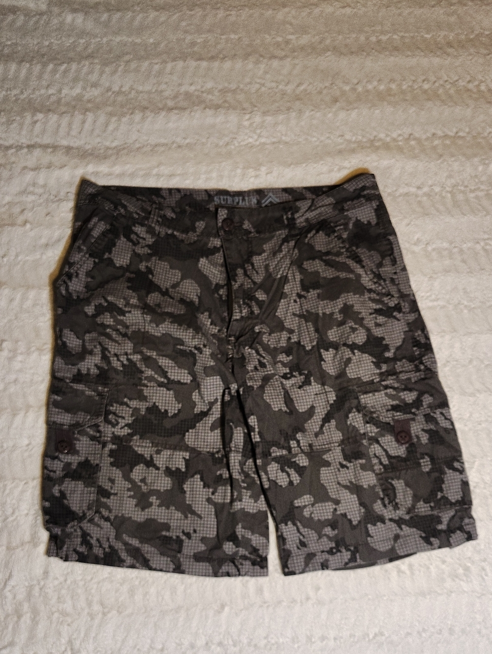 SURPlus LIFE Gray Camo Six Pocket Cargo Shorts